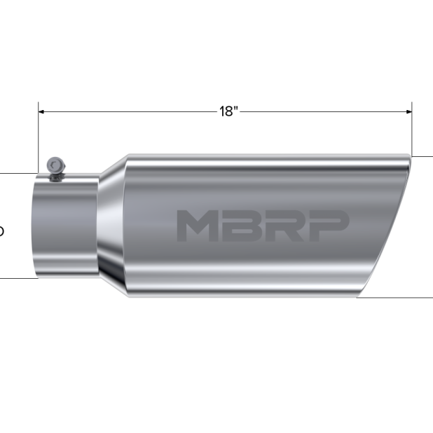 MBRP Universal Tip 7in O.D. Rolled End 5in inlet 18in length - T304 (SINGLE TIP)-Steel Tubing-MBRP-MBRPT5127-SMINKpower Performance Parts