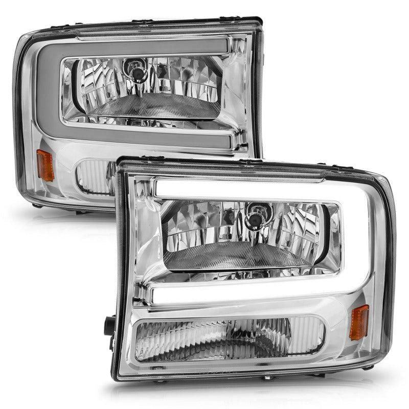 ANZO 99-04 Ford F250/F350/F450/Excursion (excl. 99) Crystal Headlights - w/ Light Bar Chrome Housing - SMINKpower Performance Parts ANZ111550 ANZO