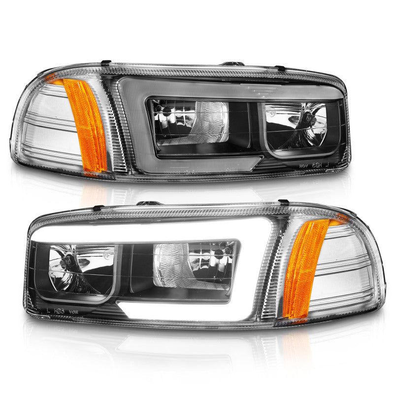 Anzo 99-17 GMC Sierra/Denali Headlights Black Amber (w/C Light Bars)-Headlights-ANZO-ANZ111522-SMINKpower Performance Parts