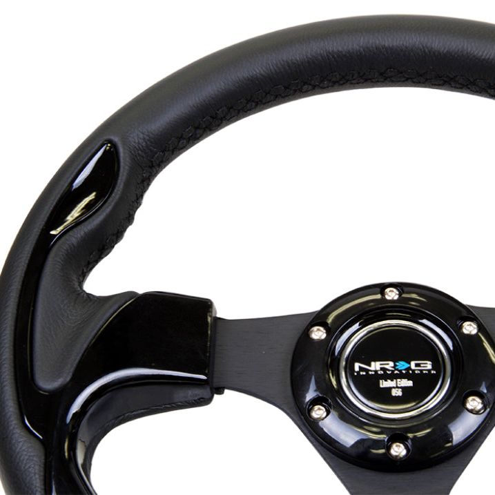 NRG Reinforced Steering Wheel (320mm) Blk w/Gloss Black Trim-Steering Wheels-NRG-NRGRST-001BK-SMINKpower Performance Parts