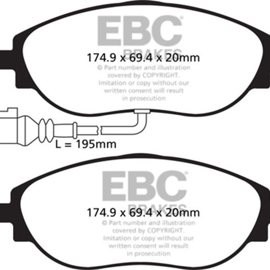 EBC 14-20 Audi S3 2.0 Turbo Yellowstuff Front Brake Pads-Brake Pads - Performance-EBC-EBCDP42127R-SMINKpower Performance Parts