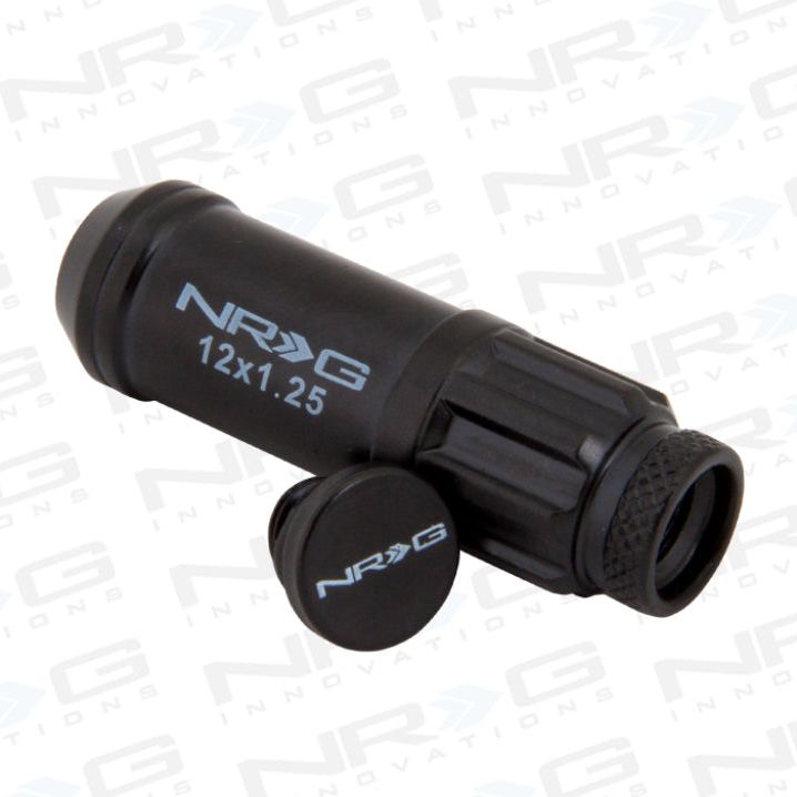 NRG 700 Series M12 X 1.25 Steel Lug Nut w/Dust Cap Cover Set 21 Pc w/Locks & Lock Socket - Black-Lug Nuts-NRG-NRGLN-LS710BK-21-SMINKpower Performance Parts