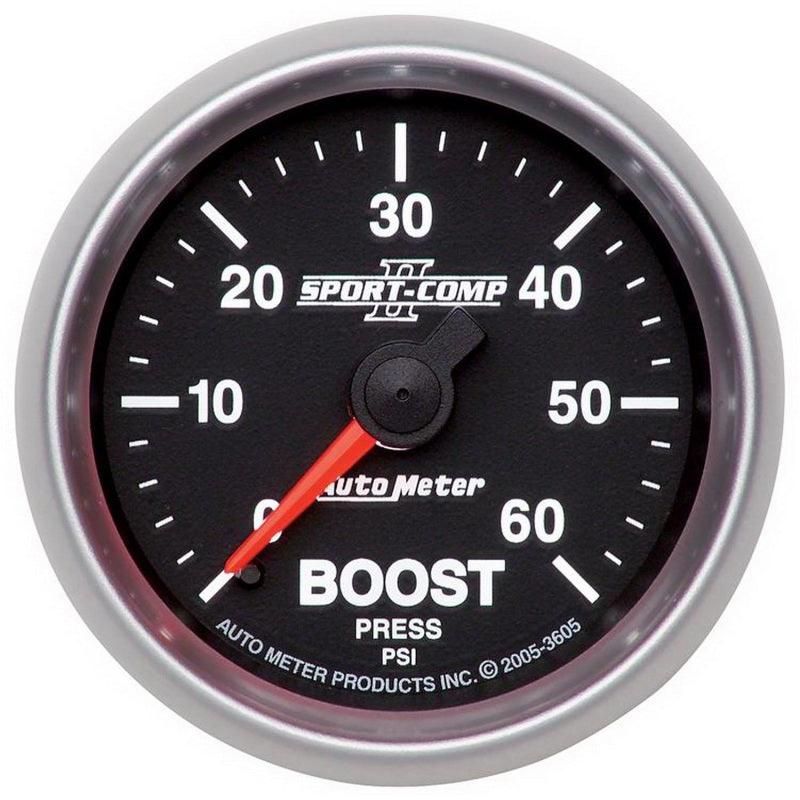 Autometer Sport-Comp II Mechanical 52mm 0-60 PSI Mechanical Boost Gauge - autometer-sport-comp-ii-mechanical-52mm-0-60-psi-mechanical-boost-gauge