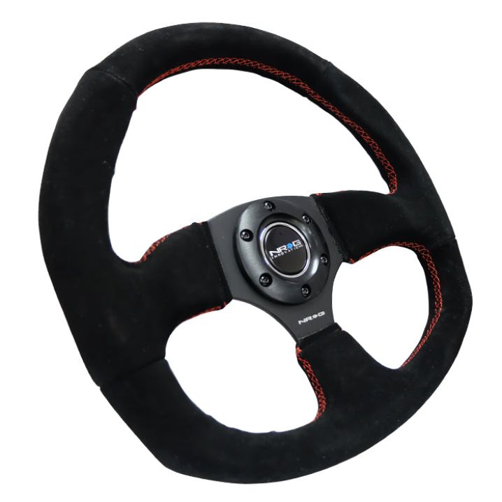 NRG Reinforced Steering Wheel (320mm Horizontal / 330mm Vertical) Suede w/Red Stitch-Steering Wheels-NRG-NRGRST-009S-RS-SMINKpower Performance Parts