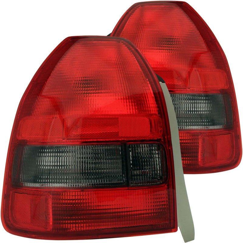 ANZO 1996-2000 Honda Civic Taillights Red/Smoke-Tail Lights-ANZO-ANZ221193-SMINKpower Performance Parts