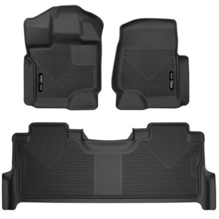 Husky Liners 2017 Ford F-250 Super Duty Crew Cab X-Act Contour Black Front & Rear Floor Liners-Floor Mats - Rubber-Husky Liners-HSL53388-SMINKpower Performance Parts