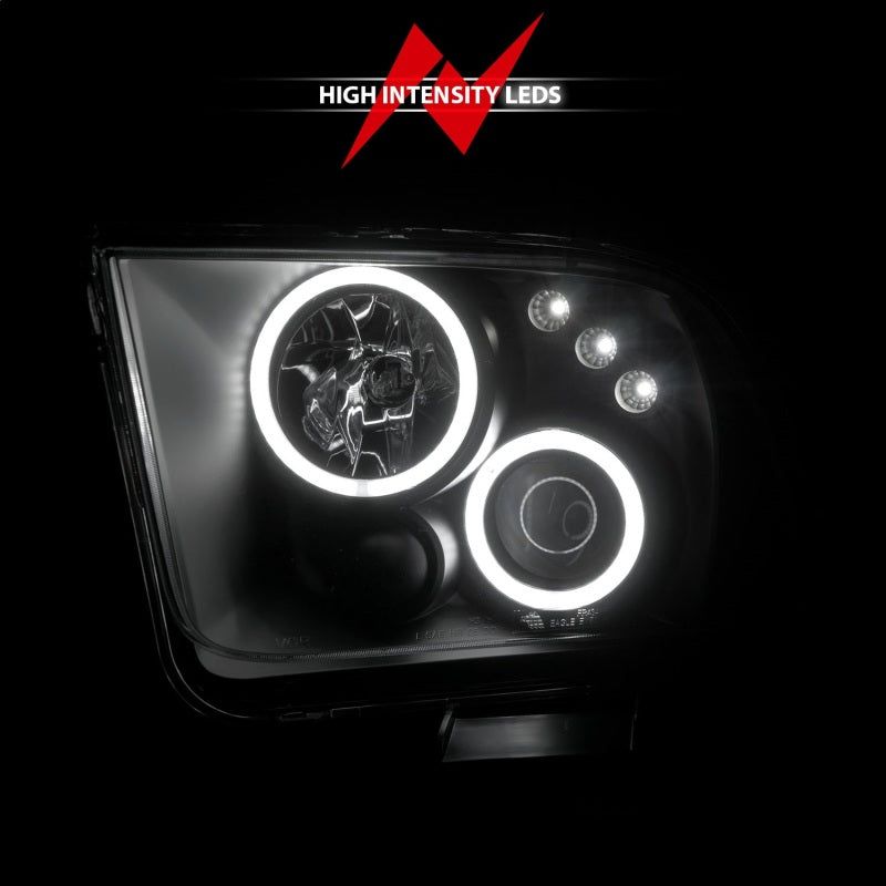 ANZO 2005-2009 Ford Mustang Projector Headlights w/ Halo Black-Headlights-ANZO-ANZ121166-SMINKpower Performance Parts