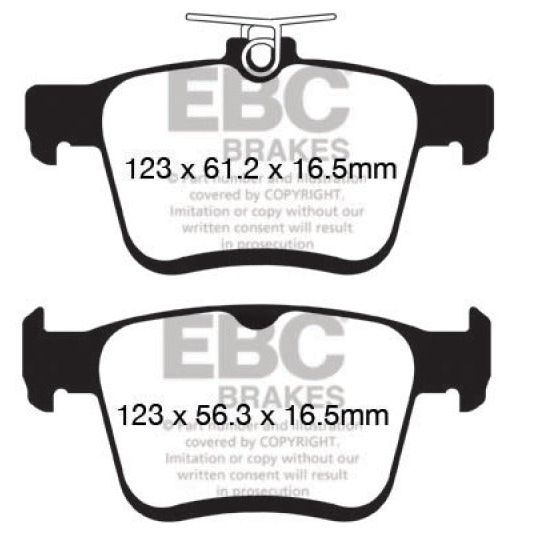 EBC 14+ Audi A3 1.8 Turbo (w/Electronic Parking Brake) Greenstuff Rear Brake Pads-Brake Pads - Performance-EBC-EBCDP22153-SMINKpower Performance Parts