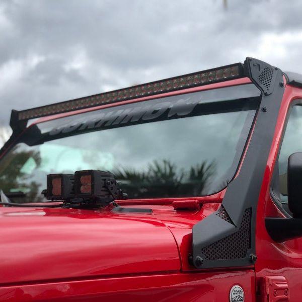 Go Rhino 18-20 Jeep Wrangler JL/JLU/Gladiator JT XE Windshield Light Bar Mount - 50in Single Row - SMINKpower Performance Parts GOR730500T Go Rhino