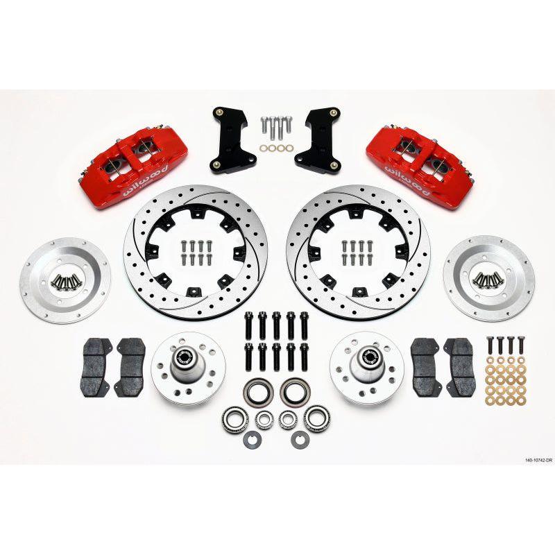 Wilwood Dynapro 6 Front Hub Kit 12.19in Drilled Red 74-80 Pinto/Mustang II Disc Spindle only - SMINKpower Performance Parts WIL140-10742-DR Wilwood