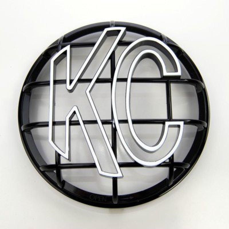 KC HiLiTES 6in. Round ABS Stone Guard for Apollo Lights (Single) - Black w/White KC Logo - SMINKpower Performance Parts KCL7216 KC HiLiTES