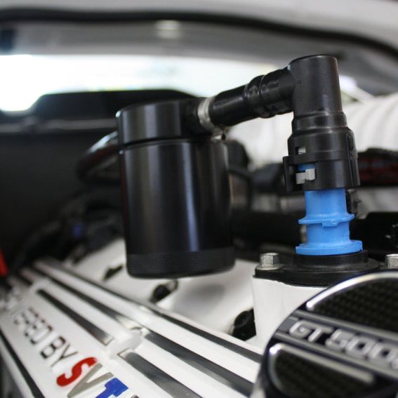 J&L 07-14 Ford Mustang GT500 Passenger Side Oil Separator 3.0 - Black Anodized-Oil Separators-J&L-JLT3012P-B-SMINKpower Performance Parts