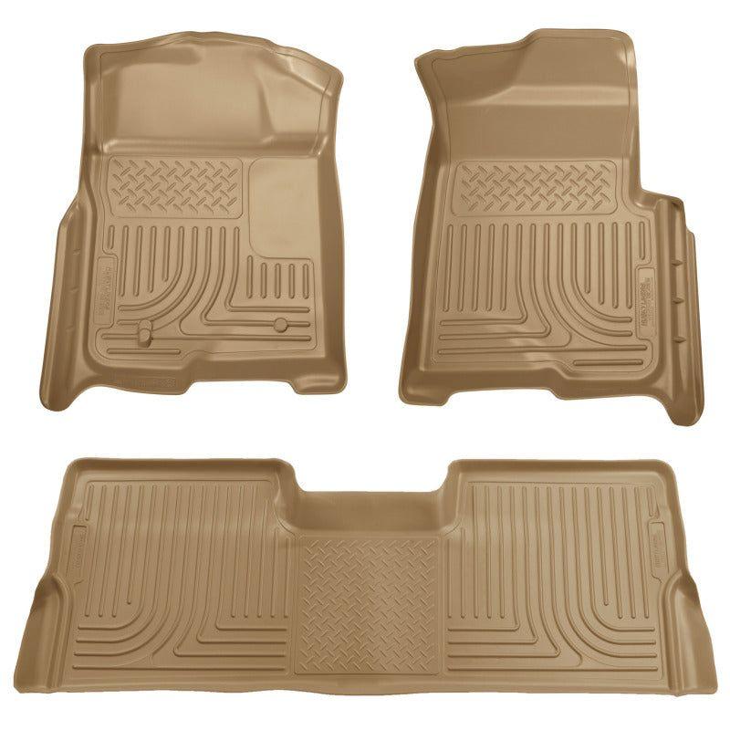 Husky Liners 09-12 Ford F-150 Super Crew Cab WeatherBeater Combo Tan Floor Liners-Floor Mats - Rubber-Husky Liners-HSL98333-SMINKpower Performance Parts