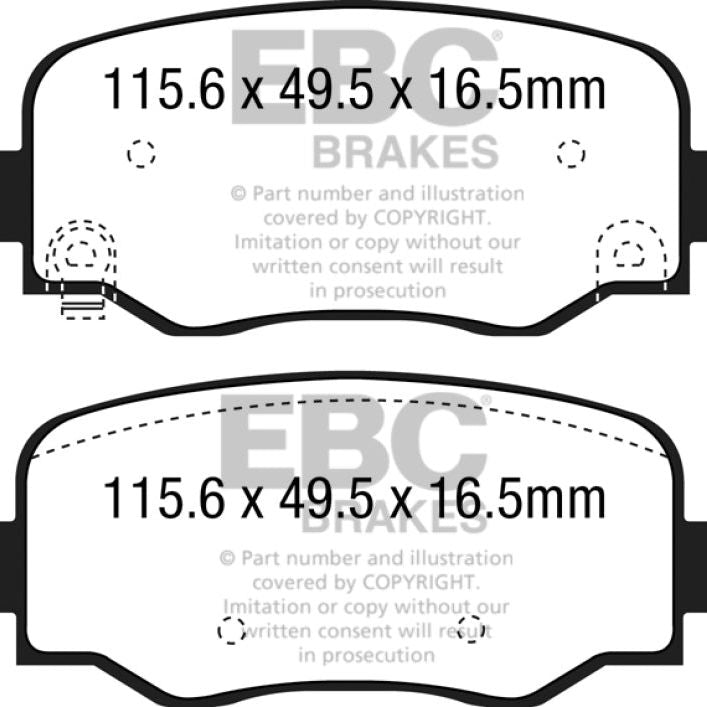 EBC 15+ Fiat 500X 1.4 Turbo Greenstuff Rear Brake Pads-Brake Pads - Performance-EBC-EBCDP62237-SMINKpower Performance Parts