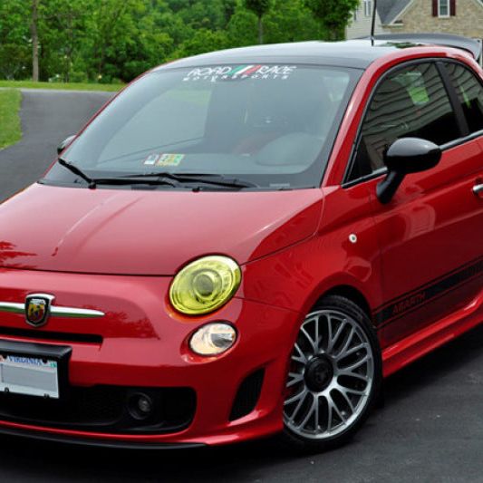 Rally Armor 2012-18 Fiat 500 (Pop/Sport/Lounge/Abarth) Red Mud Flap w/ White Logo-Mud Flaps-Rally Armor-RALMF25-UR-RD/WH-SMINKpower Performance Parts