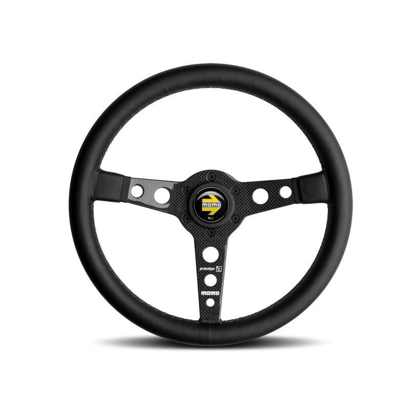 Momo Prototipo 6C Steering Wheel 350 mm - Black Leather/Gry St/Cbn Fbr Spoke - SMINKpower.eu
