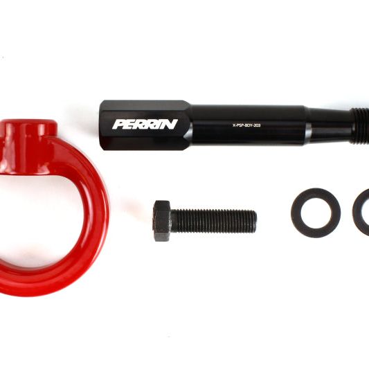Perrin 15-17 Subaru WRX/STI Tow Hook Kit (Front) - Red-Tow Hooks-Perrin Performance-PERPSP-BDY-232RD-SMINKpower Performance Parts