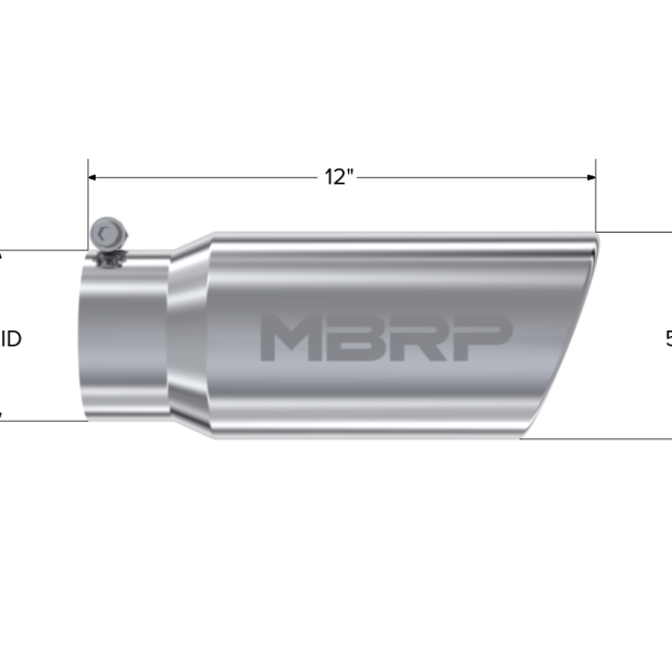 MBRP Universal Tip 5 O.D. Angled Rolled End 4 inlet 12 length-Steel Tubing-MBRP-MBRPT5051-SMINKpower Performance Parts