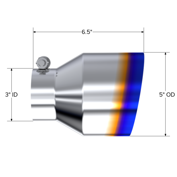 MBRP T304 Stainless Steel Burnt End Angle Cut Exhaust Tip - 3in. ID / 5in. OD / 6.5in. Length - SMINKpower Performance Parts MBRPT5184BE MBRP