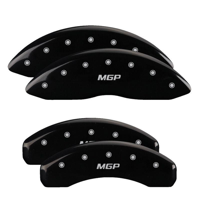 MGP 4 Caliper Covers Engraved Front & Rear Denali Black finish silver ch - SMINKpower Performance Parts MGP34015SDNLBK MGP