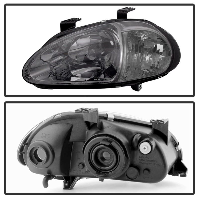 Xtune Honda Del Sol 93-97 1Pc Crystal Headlights Smoke HD-ON-HDEL93-1P-SM-Headlights-SPYDER-SPY5013439-SMINKpower Performance Parts