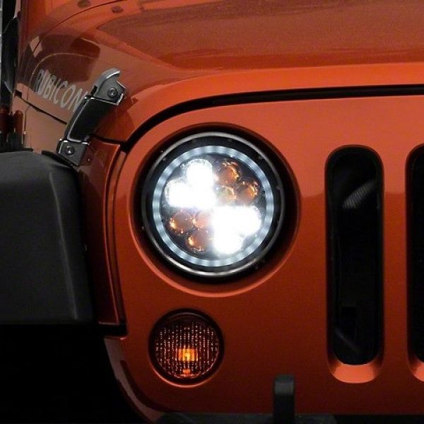 Raxiom 97-18 Jeep Wrangler TJ/JK Axial Spider LED Headlight w/ Amber DRL- Chrome Hsng (Clear Lens) - SMINKpower Performance Parts RAXJ108047 Raxiom