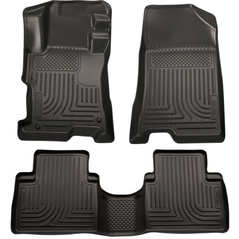 Husky Liners 08-12 Honda Accord (4DR) WeatherBeater Combo Black Floor Liners (One Piece for 2nd Row)-Floor Mats - Rubber-Husky Liners-HSL98401-SMINKpower Performance Parts