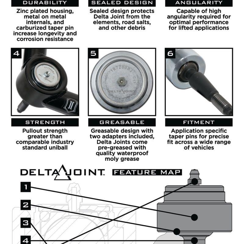 ICON 01-10 GM HD Tubular Upper Control Arm Delta Joint Kit-Control Arms-ICON-ICO78550DJ-SMINKpower Performance Parts