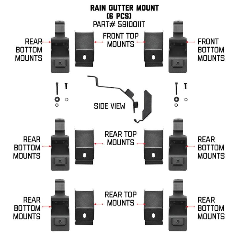 Go Rhino 6pc Rain Gutter Mounting Kit for SRM Rack - SMINKpower Performance Parts GOR5910011T Go Rhino