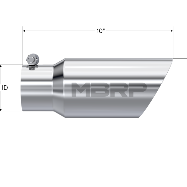 MBRP Universal Tip 4in OD 3in Inlet 10in Length Dual Wall Angled End T304-Steel Tubing-MBRP-MBRPT5156-SMINKpower Performance Parts