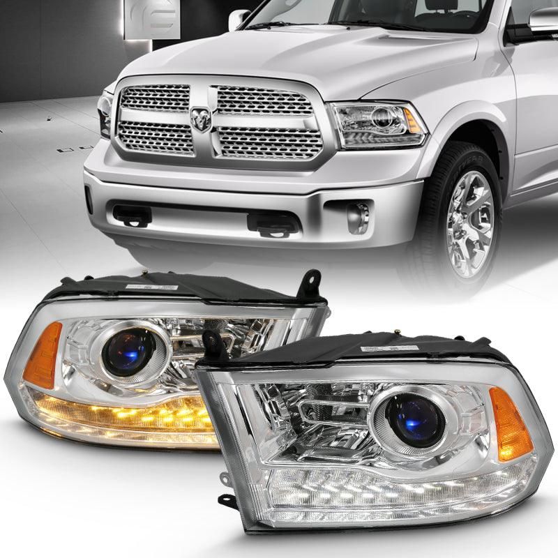 ANZO 2009-2018 Dodge Ram 1500 Projector Plank Style Switchback H.L Halo Chrome Amber (OE Style) - SMINKpower Performance Parts ANZ111440 ANZO