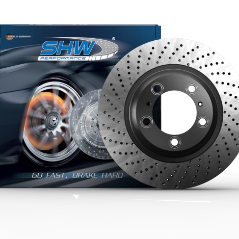 SHW 13-16 Porsche Boxster 2.7L w/o Ceramics Right Front Drilled-Dimpled MB Brake Rotor (98135140201)-Brake Rotors - Drilled-SHW Performance-SHWPFR39812-SMINKpower Performance Parts