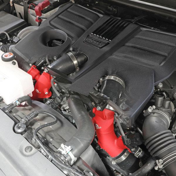 aFe 2022 Toyota Land Cruiser (J300) V6-3.5L (tt) BladeRunner 2.5in Aluminum Hot Charge Pipe - Red - SMINKpower Performance Parts AFE46-20558-R aFe