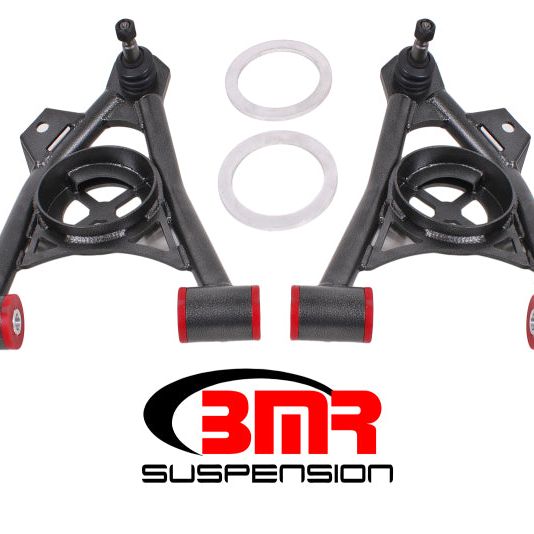 BMR 94-04 Mustang Lower Non-Adj. A-Arms (Poly) w/ Tall Ball Joint / Spring Pocket - Black Hammertone - SMINKpower Performance Parts BMRAA043H BMR Suspension