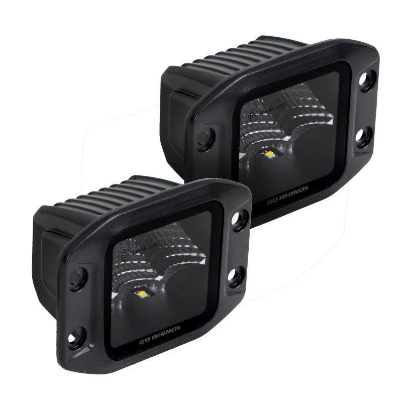 Go Rhino Xplor Blackout Series Cube LED Flood Light Kit (Flush Mount) 3x3 - Blk (Pair) - SMINKpower Performance Parts GOR750400321FCF Go Rhino