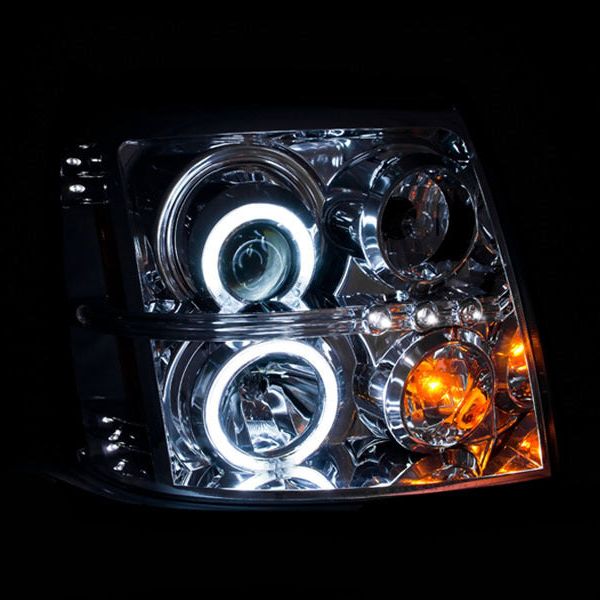 ANZO 2003-2006 Cadillac Escalade Projector Headlights w/ Halo Chrome (CCFL) (HID Compatible)-Headlights-ANZO-ANZ111176-SMINKpower Performance Parts