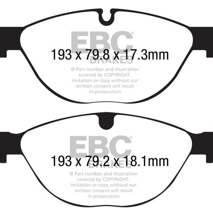 EBC 13+ Jaguar F-Type (Cast Iron Only) 3.0 Supercharged (380) Perf Pkg Yellowstuff Front Brake Pads-Brake Pads - Performance-EBC-EBCDP42191R-SMINKpower Performance Parts