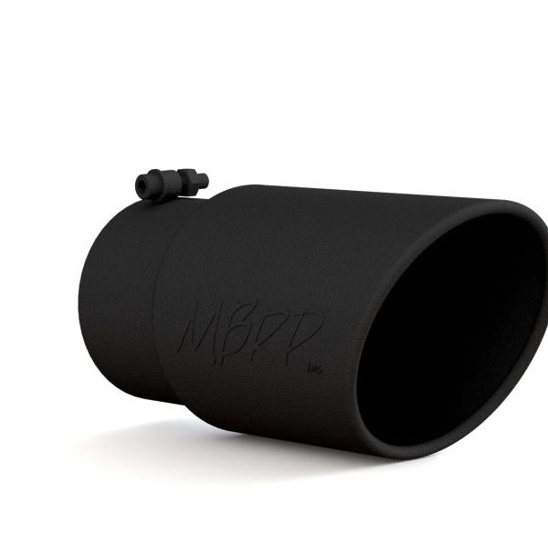 MBRP Universal Tip 6in O.D. Angled Rolled End 5 inlet 12 length - Black Finish-Tips-MBRP-MBRPT5075BLK-SMINKpower Performance Parts