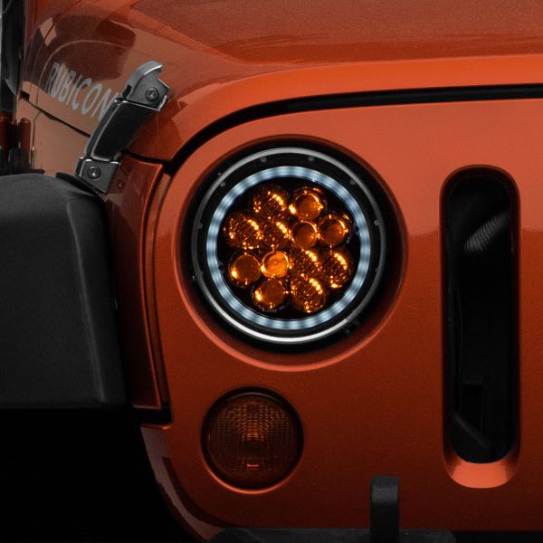 Raxiom 97-18 Jeep Wrangler TJ/JK Axial Spider LED Headlight w/ Amber DRL- Chrome Hsng (Clear Lens) - SMINKpower Performance Parts RAXJ108047 Raxiom