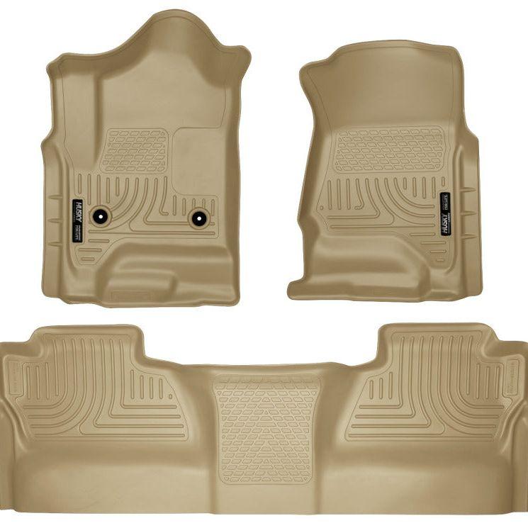 Husky Liners 14 Chevrolet Silverado/GMC Sierra WeatherBeater Tan Front & 2nd Seat Floor Liners-Floor Mats - Rubber-Husky Liners-HSL98233-SMINKpower Performance Parts