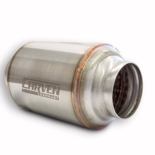 Carven Universal Carven-R Performance Muffler 304SS 2.5in. Inlet / 10.5in. OL / 5in. OD - SMINKpower Performance Parts CRVCVESR25 Carven Exhaust