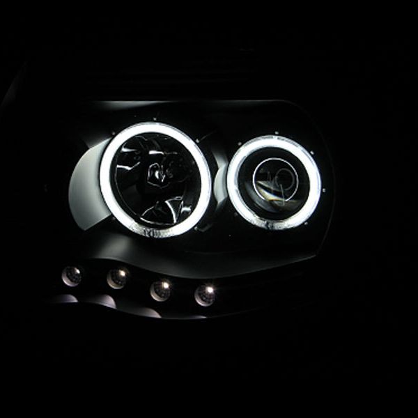 ANZO 2005-2011 Toyota Tacoma Projector Headlights w/ Halo Black-Headlights-ANZO-ANZ121282-SMINKpower Performance Parts