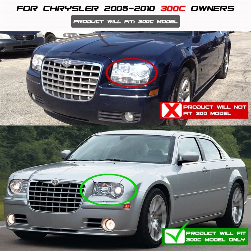 Spyder Chrysler 300C 05-10 Projector Headlights LED Halo LED Smke (Not Included) PRO-YD-C300C-HL-SM-Headlights-SPYDER-SPY5009159-SMINKpower Performance Parts