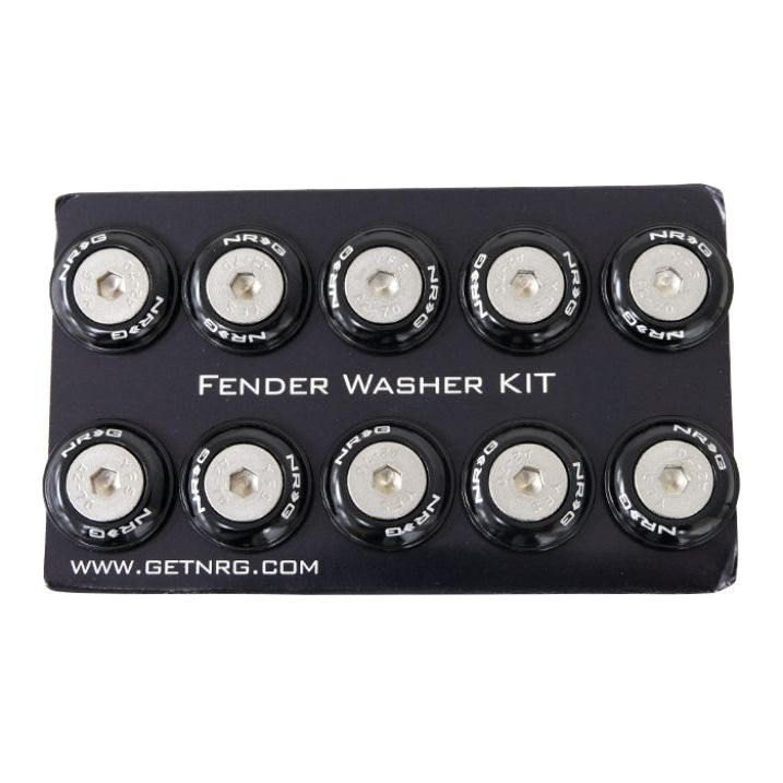 NRG Fender Washer Kit w/Rivets For Plastic (Black) - Set of 10-Hardware Kits - Other-NRG-NRGFW-100BK-SMINKpower Performance Parts