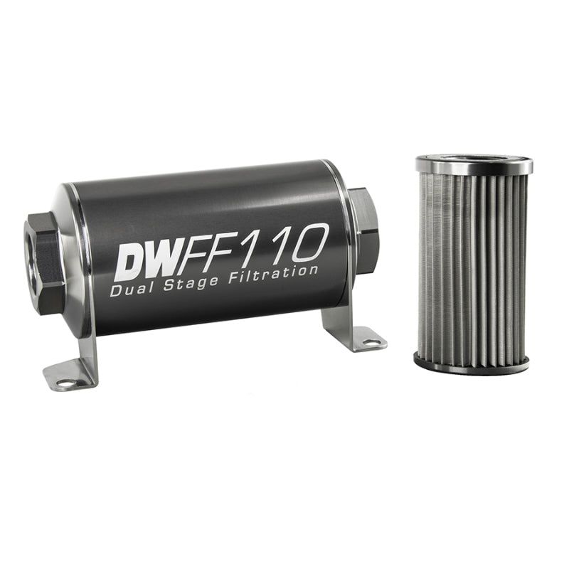 DeatschWerks Stainless Steel 10AN 10 Micron Universal Inline Fuel Filter Housing Kit (110mm)-Fuel Filters-DeatschWerks-DWK8-03-110-010K-SMINKpower Performance Parts
