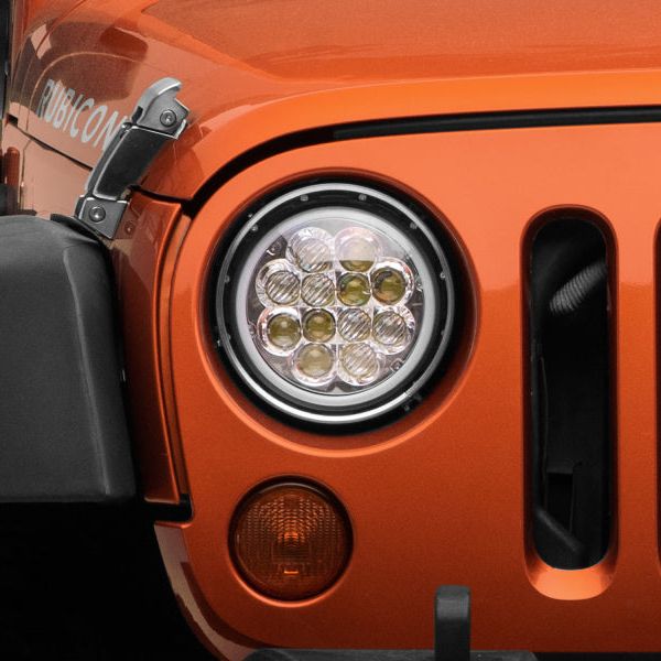 Raxiom 97-18 Jeep Wrangler TJ/JK Axial Spider LED Headlight w/ Amber DRL- Chrome Hsng (Clear Lens) - SMINKpower Performance Parts RAXJ108047 Raxiom