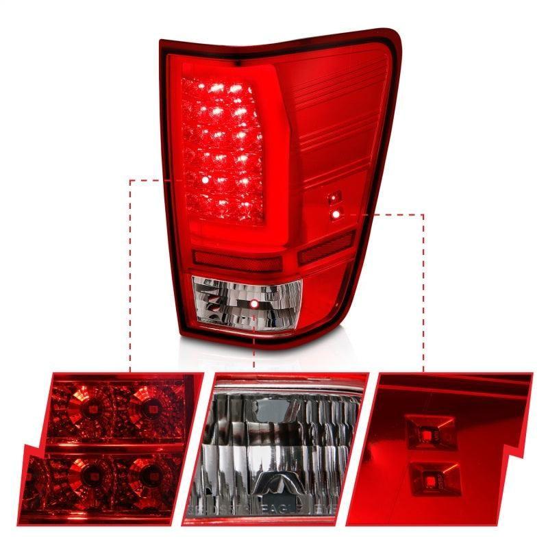 Anzo 04-15 Nissan Titan Full LED Tailights Chrome Housing Red/Clear Lens - SMINKpower Performance Parts ANZ311422 ANZO