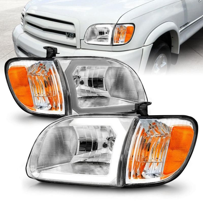 ANZO 00-04 Toyota Tundra (Reg/Acc Cab Only) Crystal Headlights w/Lgt Bar Chrome w/Corner Lights 2pc - SMINKpower Performance Parts ANZ111580 ANZO