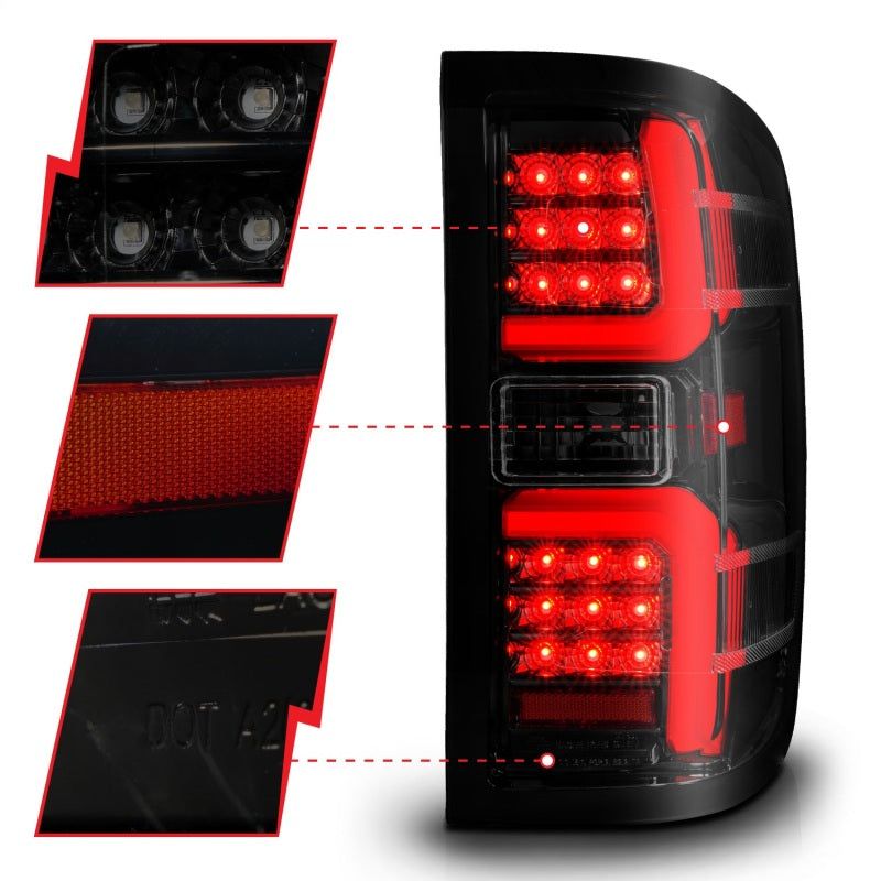 ANZO 15-19 Chevrolet Silverado 2500 HD/3500 HD LED Taillight w/ Sequential Black Housing/Smoke Lens - SMINKpower Performance Parts ANZ311451 ANZO