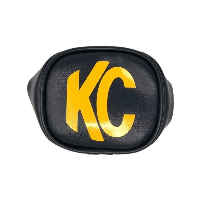 KC HiLiTES 3in. Rectangle Soft Cover (Pair) - Black w/Yellow KC Logo - SMINKpower Performance Parts KCL5303 KC HiLiTES